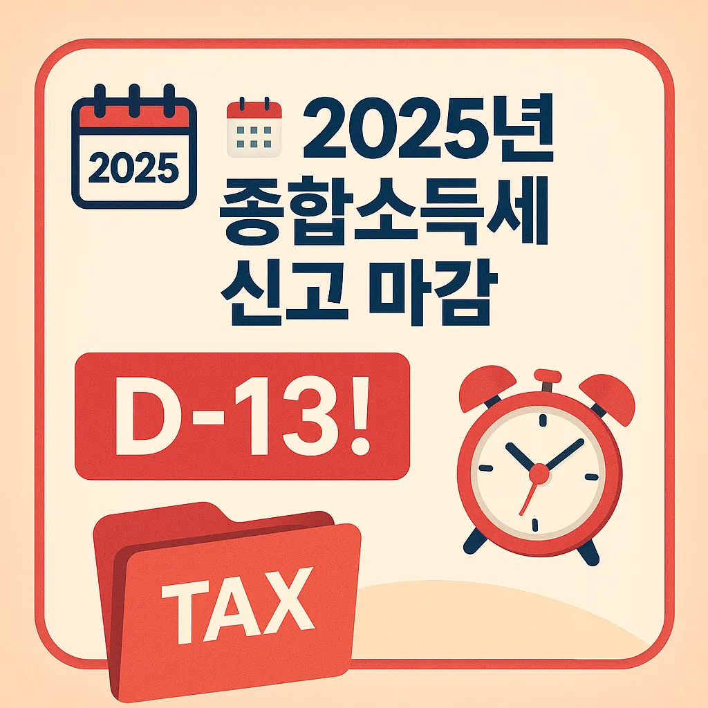 2025년 종합소득세 신고 마감 D-13! 놓치면 후회할 공제항목과 절세 전략 총정리