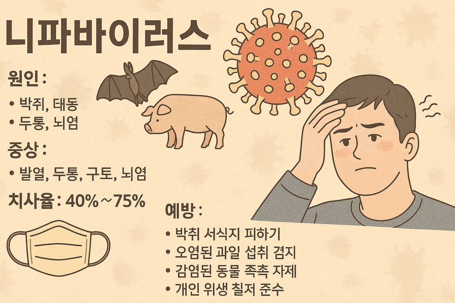 니파바이러스｜원인, 증상, 치사율, 예방까지 완전 정리