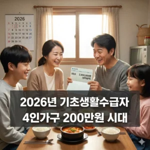 2026년 기초생활수급자 생계급여: 4인 가구 200만원 시대